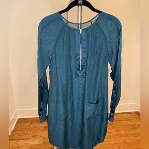 NWOT Rebecca Taylor Reptilian Hi Lo Long Sleeve Silk Tunic Dress 0 XS